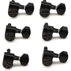 Graph Tech PRL-8721-B0 Ratio 6 In-Line Electric Guitar Locking Machine Heads - Mini Contemporary Style/Black Finish