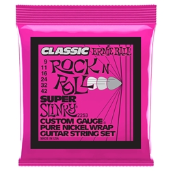Ernie Ball Super Slinky Classic Rock n Roll Pure Nickel Wrap Electric Guitar Strings 9-42 Gauge