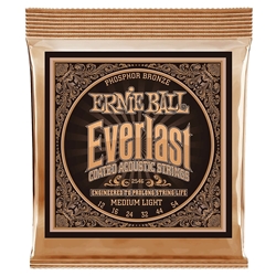 Ernie Ball  Everlast Medium Light Coated Phosphor Bronze Acoustic Guitar Strings - 12-54 Gauge