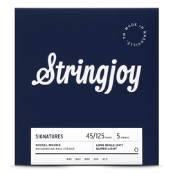 Stringjoy Super Light Gauge (45-125) 5 String Long Scale Nickel Wound Bass Guitar Strings