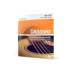 D'Addario 10-47 Extra Light, Phosphor Bronze Acoustic Guitar Strings