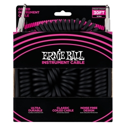 Ernie Ball 30' Coiled Straight / Straight Instrument Cable - Black