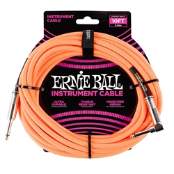 Ernie Ball 10' Braided Straight / Angle Instrument Cable Neon - Orange