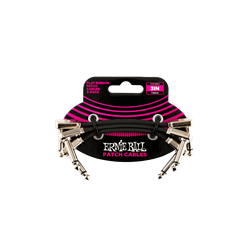 Ernie Ball Flat Ribbon Patch Cable - 3in - Black - 3 Pack