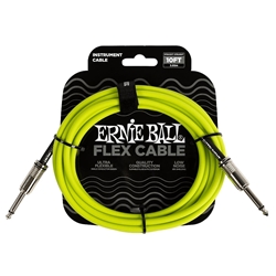 Ernie Ball Flex Instrument Cable Straight/Straight 10ft - green