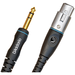 D'Addario Custom Series Microphone/Powered Speaker Cable, 1/4" TRS to XLR Female - 10ft