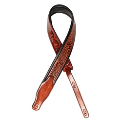 Stagg Brown padded distressed leatherette guitar strap