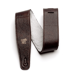 Ernie Ball 2.5in Italian Leather w/Fur Padding Guitar Strap/Bass Strap - Chestnut