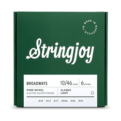 Stringjoy 10-46 Classic Light Gauge Broadways - Pure Nickel Electric Guitar Strings