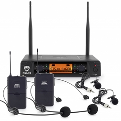 Nady DW-22 Dual Digital Wireless system with two Lapel Microphones + two headset microphones