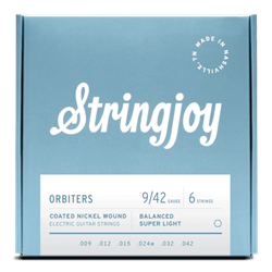 Stringjoy Orbiters Balanced Coated Nickel-wound Electric Guitar Strings - Super Light Gauge (.009 - .042)