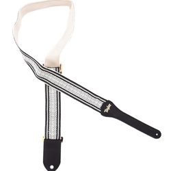 Taylor Academy Strap,Wht/Blk,Jacquard Cotton,2"Amber Buckle