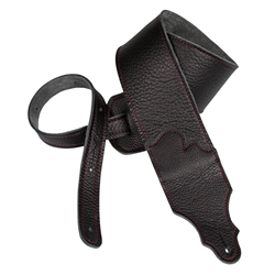 Franklin Strap Original Black Glove Leather Guitar Strap Red Stitching