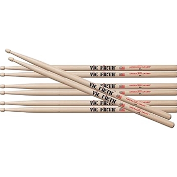 Vic Firth P5A.3-5A.1 American Classic Wood Tip Drumsticks 3 PR 5A + 1 PR 5A FREE