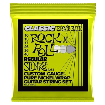 Ernie Ball  Regular Slinky Classic Rock n Roll Pure Nickel Wrap Electric Guitar Strings 10-46 Gauge