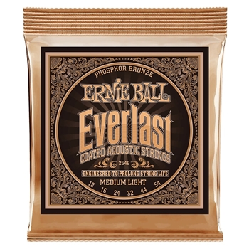 Ernie Ball  Everlast Medium Light Coated Phosphor Bronze Acoustic Guitar Strings - 12-54 Gauge