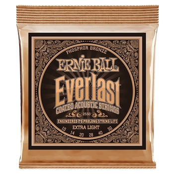 Ernie Ball Everlast Extra Light 10/50 Coated Phosphor Bronze Acoustic Guitar Strings - 10-50 Gauge