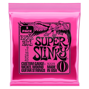 Ernie Ball Super Slinky Nickel Wound Electric Guitar Strings 9-42 Gauge - 3 Pack