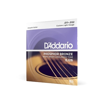 D'Addario 11-52 Custom Light, Phosphor Bronze Acoustic Guitar Strings