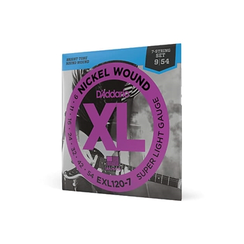 D'Addario 09-54 Super Light 7-String, XL Nickel Electric Guitar Strings