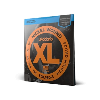 D'Addario EXL1605 50-135 Medium 5-String, Long Scale, XL Nickel Bass Strings