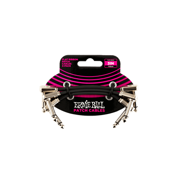Ernie Ball Flat Ribbon Patch Cable - 3in - Black - 3 Pack