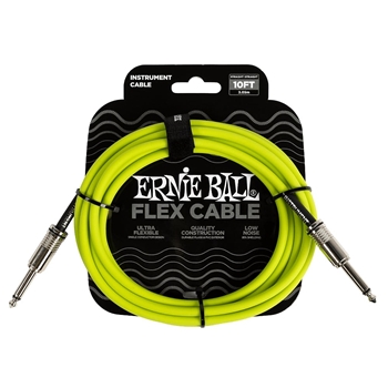 Ernie Ball Flex Instrument Cable Straight/Straight 10ft - green