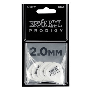Ernie Ball PRODIGY GUITAR PICKS - STANDARD 2.0MM WHITE - 6 PACK