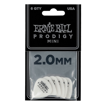 Ernie Ball 2.0mm White Mini Prodigy Picks 6-pack