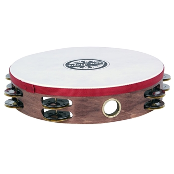 Gon Bops 10″ Headed Wood Tambourine Double-Row Jingles