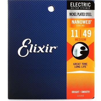 Elixir Strings 12102 Nanoweb Electric Guitar Strings - .011-.049 Medium