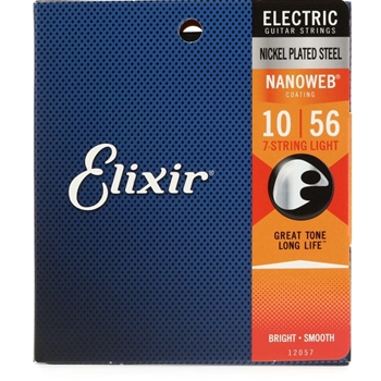 Elixir Strings 12057 Nanoweb Electric Guitar Strings - .010-.056 Light 7-string