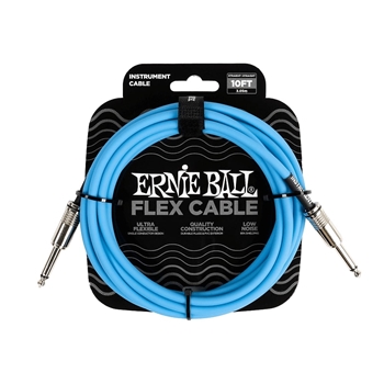 Ernie Ball P06412 Flex Straight to Straight Instrument Cable - 10-foot, Blue