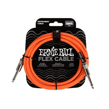 Ernie Ball P06416 Flex Straight to Straight Instrument Cable - 10-foot, Orange