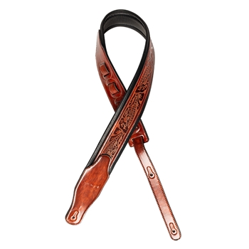 Stagg Brown padded distressed leatherette guitar strap