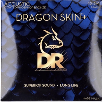 DR Strings Dragon Skin+ Phosphor Bronze Coated Acoustic Guitar Strings - Light .012-.054