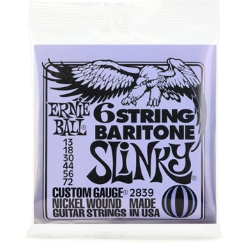 Ernie Ball 2839 Baritone Slinky Nickel Wound Electric Guitar Strings - .013-.072 6-string