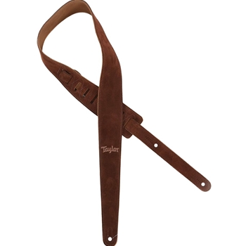 Taylor Embroidered Suede 2.5" Guitar Strap - Chocolate
