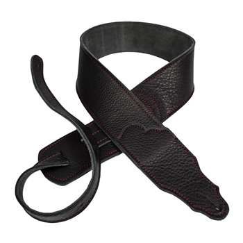 Franklin Strap Original Black Glove Leather Guitar Strap Red Stitching