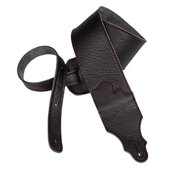 Franklin Strap Original Black Glove Leather Guitar Strap Red Stitching